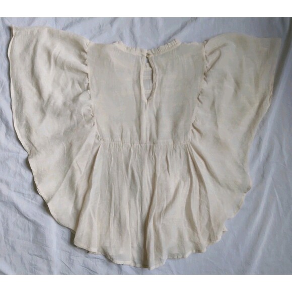 June & Hudson Ivory Blouse Boho Fairy Peasant Flutter Sleeve Women's Size S - Picture 9 of 10